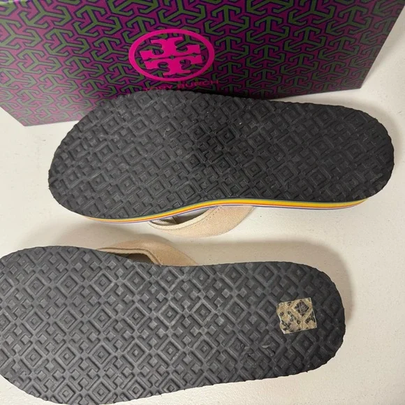 Tory Burch Neutral Flip Flops with Multicolor Sole - Picture 3 of 4